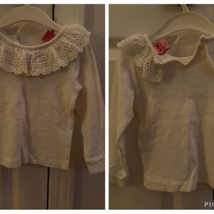 Elegant Long Sleeve Lace Collar Kids Top